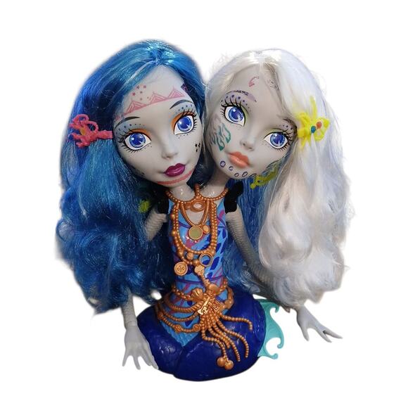 Monster High Peri Pearl Doll Serpentine Styling Heads Two Headed Twins EUC - Picture 1 of 9